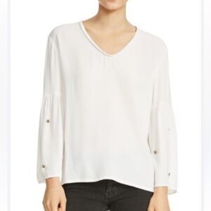 Maje White Metal Ball Embellished Long Sleeve Blouse sz L
